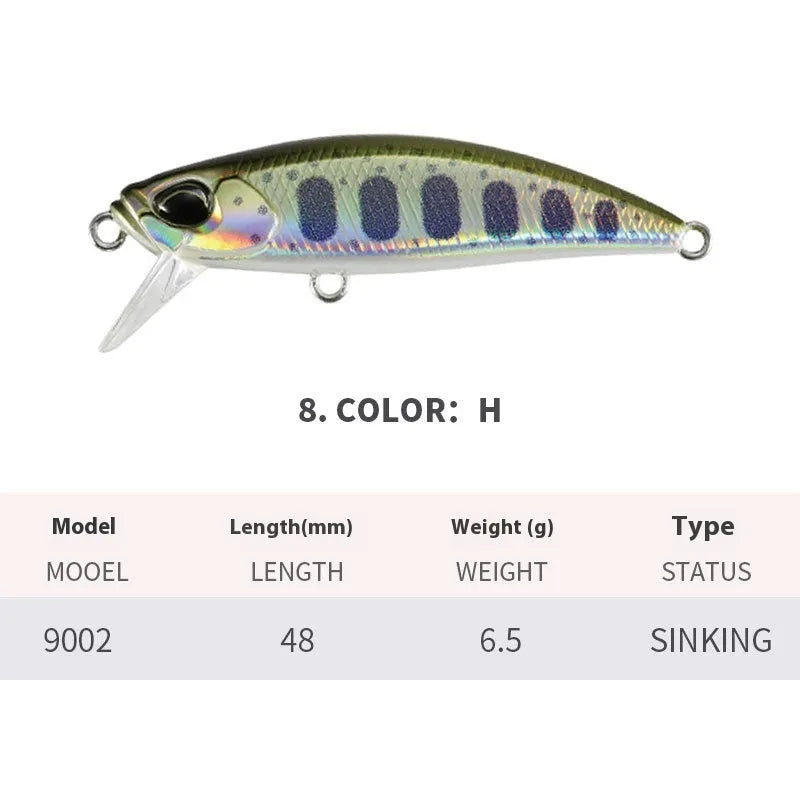 48mm Japanese mino fishing lure for mandarin fish and snakehead in various colours