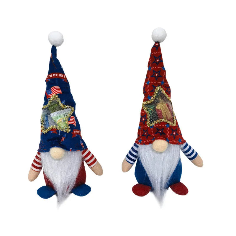 Two soft cloth faceless baby doll Christmas ornaments with Rudolf reindeer design.