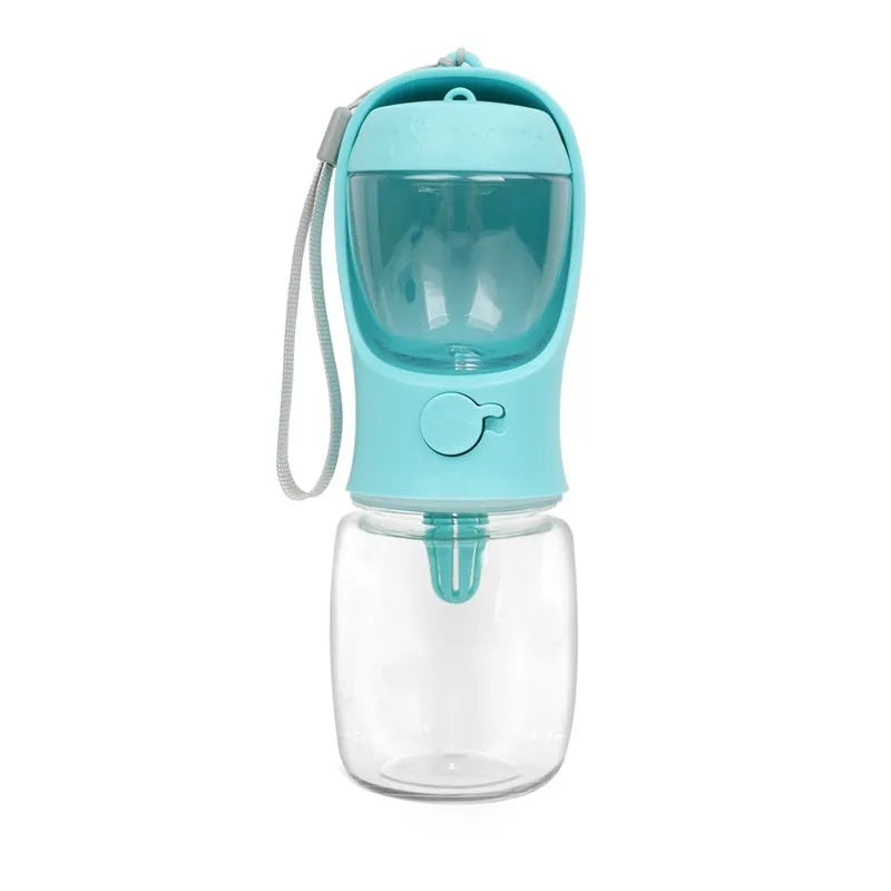 Blue dual-use portable dog drinking cup with two-in-one design for walks and outings