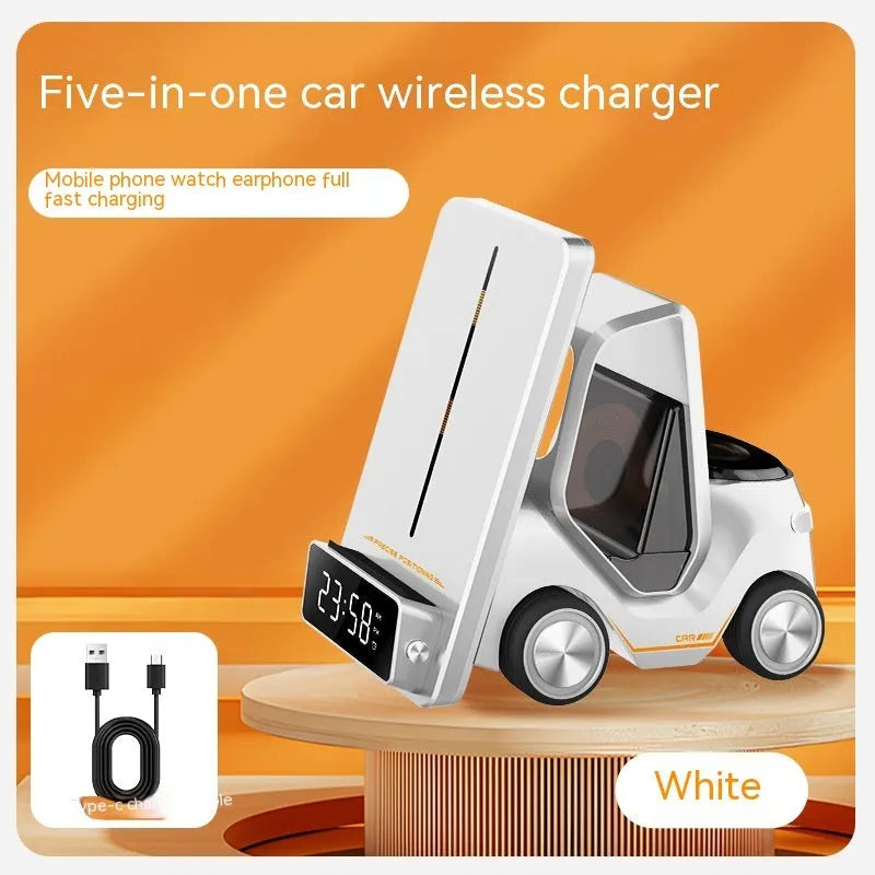 Gray, orange, white, and yellow 15W three-in-one wireless charging bracket for mobile phones and smartwatches