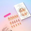 Set of simple fake nails with pink and white cartoon 3D flower charms on a wearable armour base.