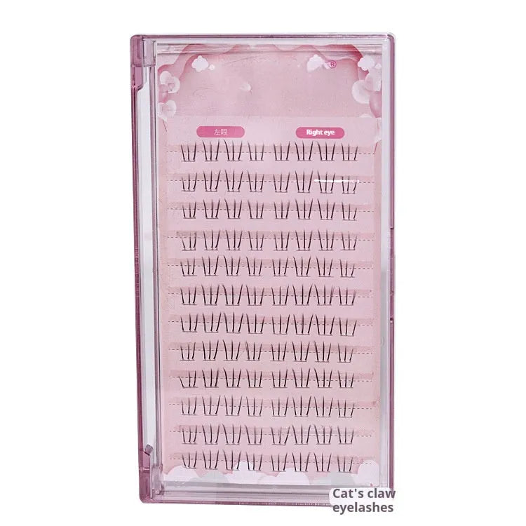 Kitten's paw lower false eyelashes on a segmented 12-row strip with 4mm, 5mm, and 6mm lengths