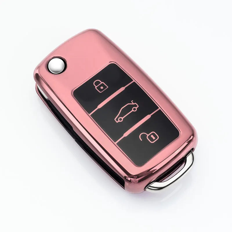 VW car key case buckle set in TPU material for Volkswagen Model A folding keys