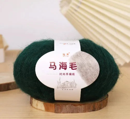 Mohair wool ball for DIY scarf kit with 34 colour options including white, grey, pink and blue