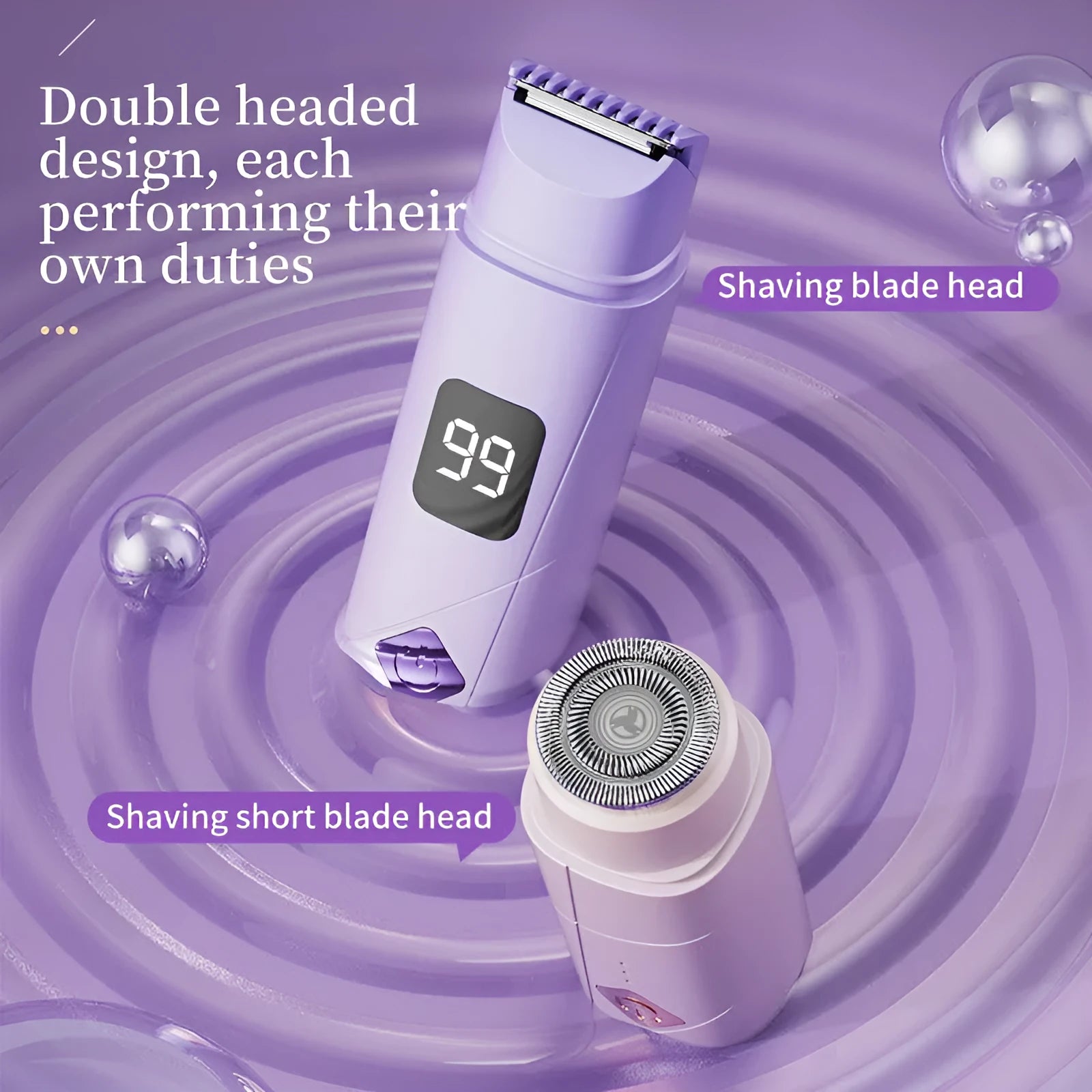 Upgrade 5th generation digital display women's shaver in gradient purple with ABS plastic body
