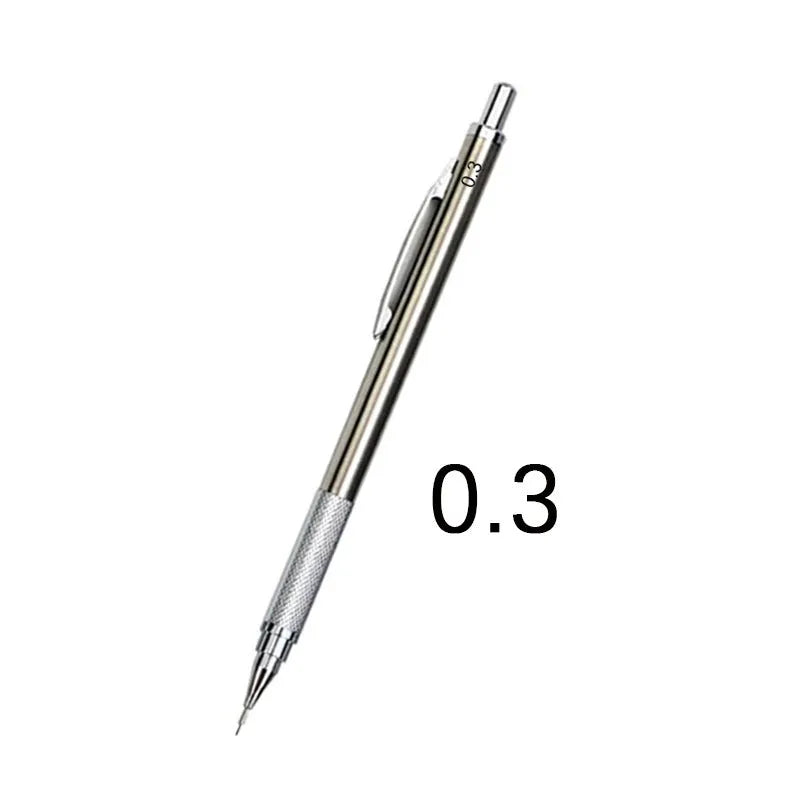 Metal automatic mechanical pencil with 0.5mm to 2.0mm lead size options