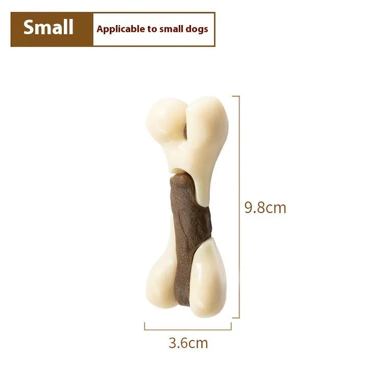 Eating and Playing Series dog bone grinding rod in cowhide and nylon construction for teeth cleaning