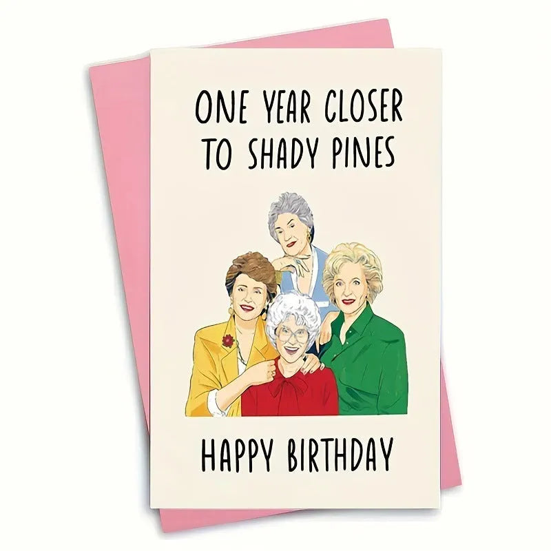 Simple printed paper birthday greeting card with a selection of coloured and kraft paper envelopes.