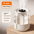 Beige round large capacity USB humidifier with dual spray nozzles, night light, and display