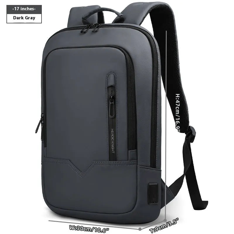 Lightweight polyester commuter backpack with USB port in olive green colour
