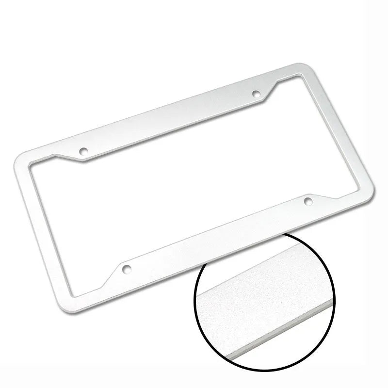 Aluminium alloy license plate frame in black, light grey, silver, or stainless steel finishes