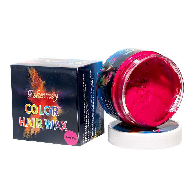120g hair styling clay jar in one of nine colours: white, orange, red, yellow, blue, green, purple, rose red, or granny grey