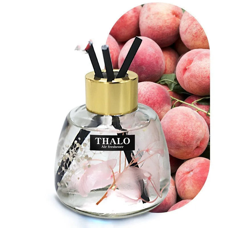 Glass car aromatherapy ornament in bottle shape for loose incense with six fragrance colour options