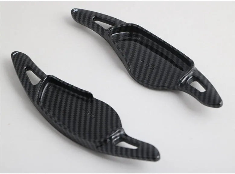Carbon fibre pattern steering wheel paddle shifter replacement in black finish