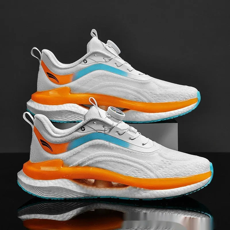 Men's high-top mesh running shoes in cotton candy colour with composite sole