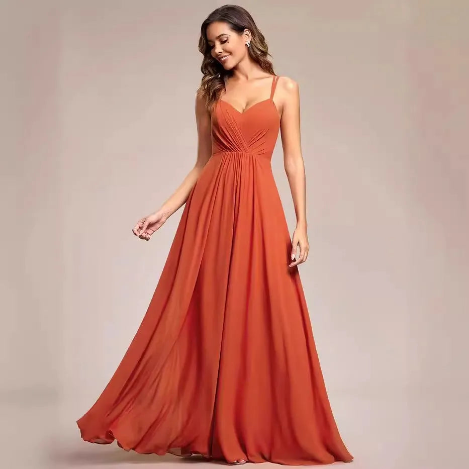 Women's sleeveless A-line long dress with pleated skirt in light green polyester fabric