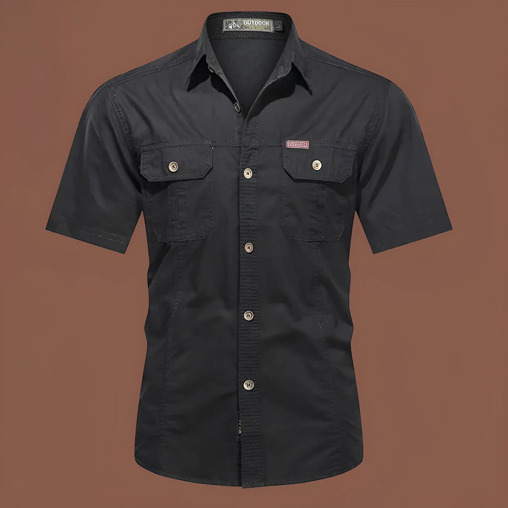 Men's cotton short sleeve work shirt in multiple colour options with non-iron treatment