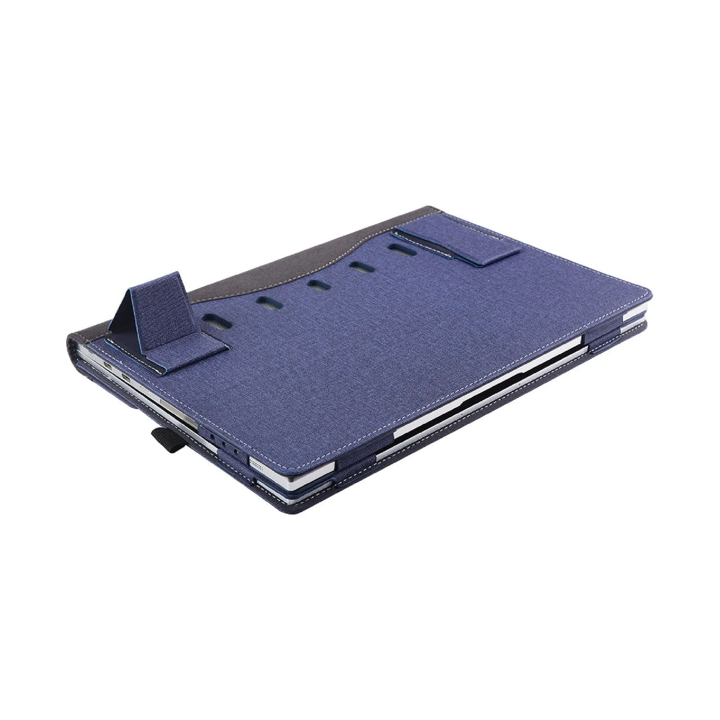 Black imitation leather laptop sleeve for Microsoft Surface Laptop 6 with bracket closure