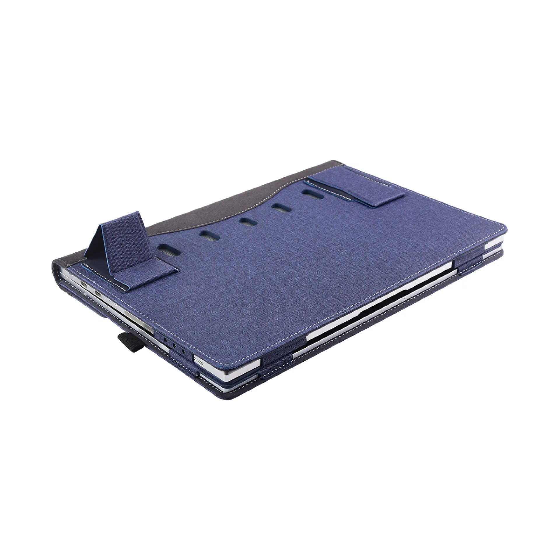 Black imitation leather laptop sleeve for Microsoft Surface Laptop 6 with bracket closure