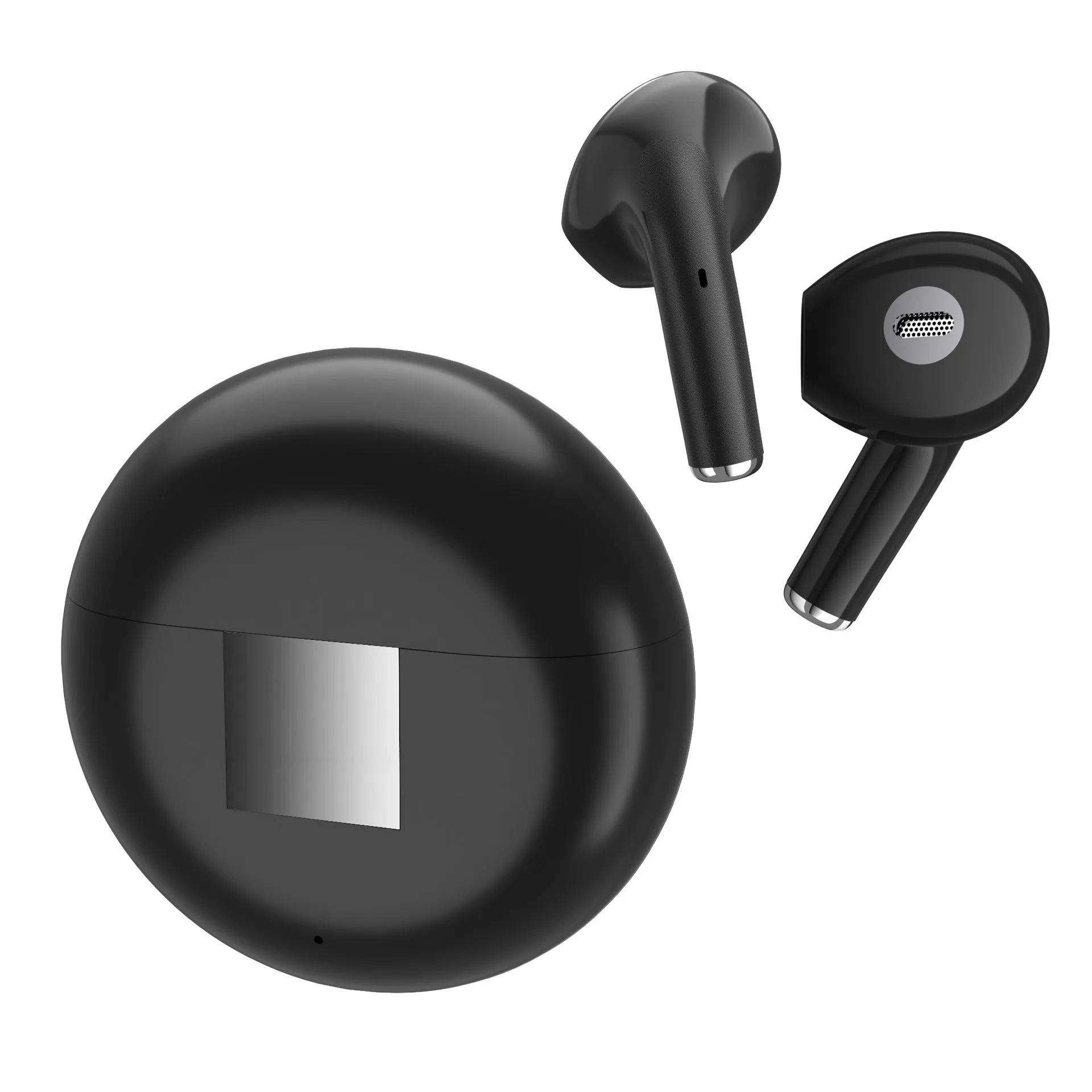 White semi-in-ear Bluetooth headset Budz5 with charging case
