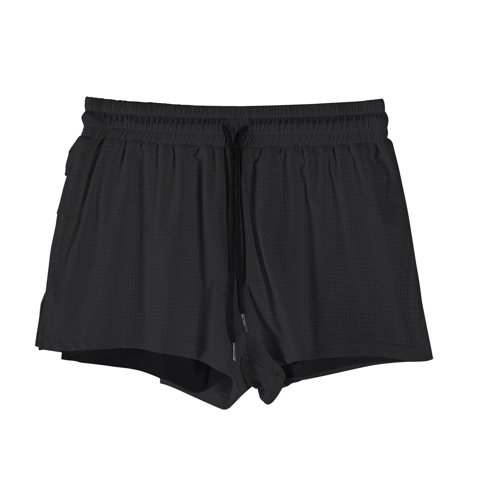 Men's black nylon quick-dry shorts for summer sports and casual wear