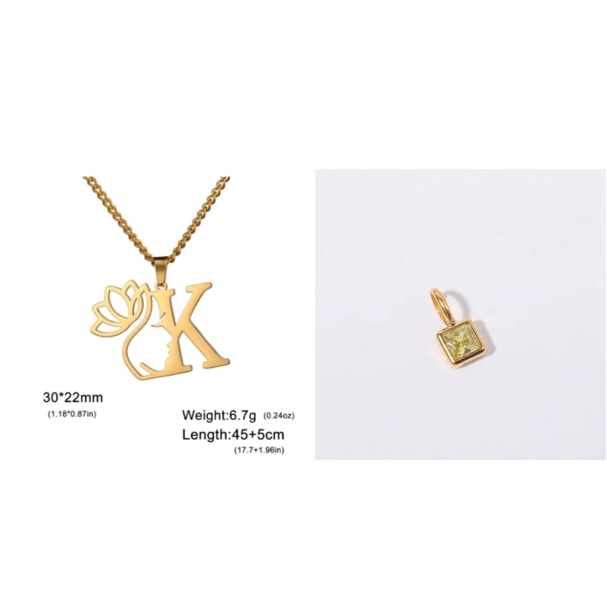 Stainless steel cross chain necklace with single pendant in gold or silver colour