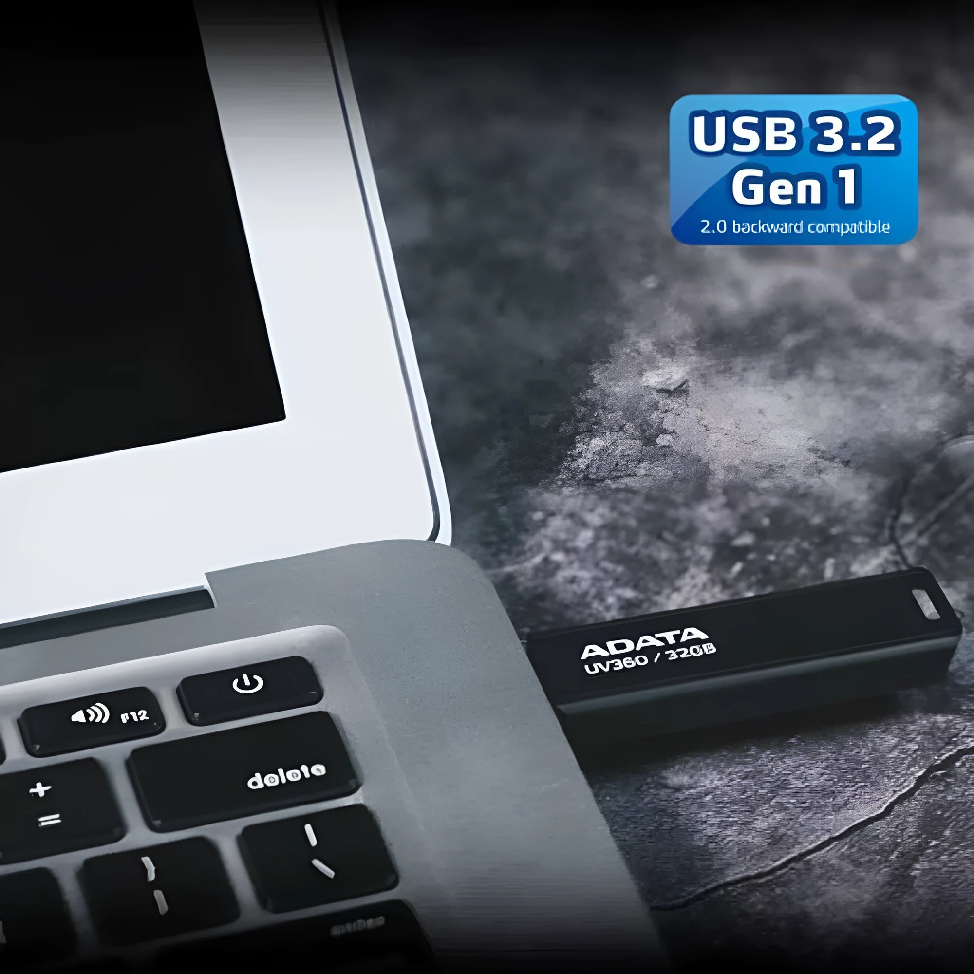 Black car mounted USB flash drive with compact dimensions showing waterproof flexible design