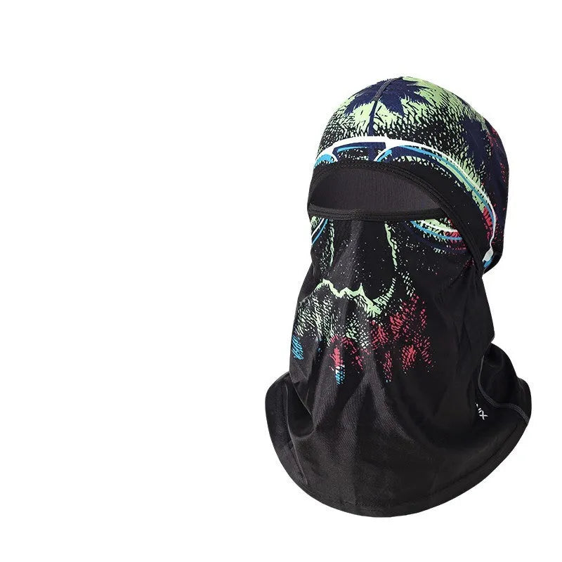Cotton motorcycle head cover in street-style dome cap design with matching gloves