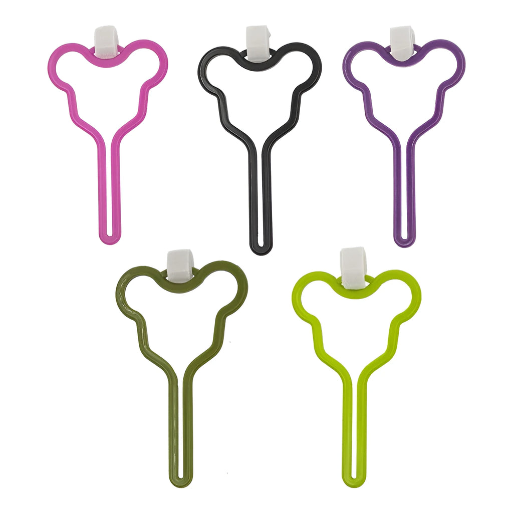 Dog poop bag holder with hands-free clip and adjustable Velcro strap in random colour selection