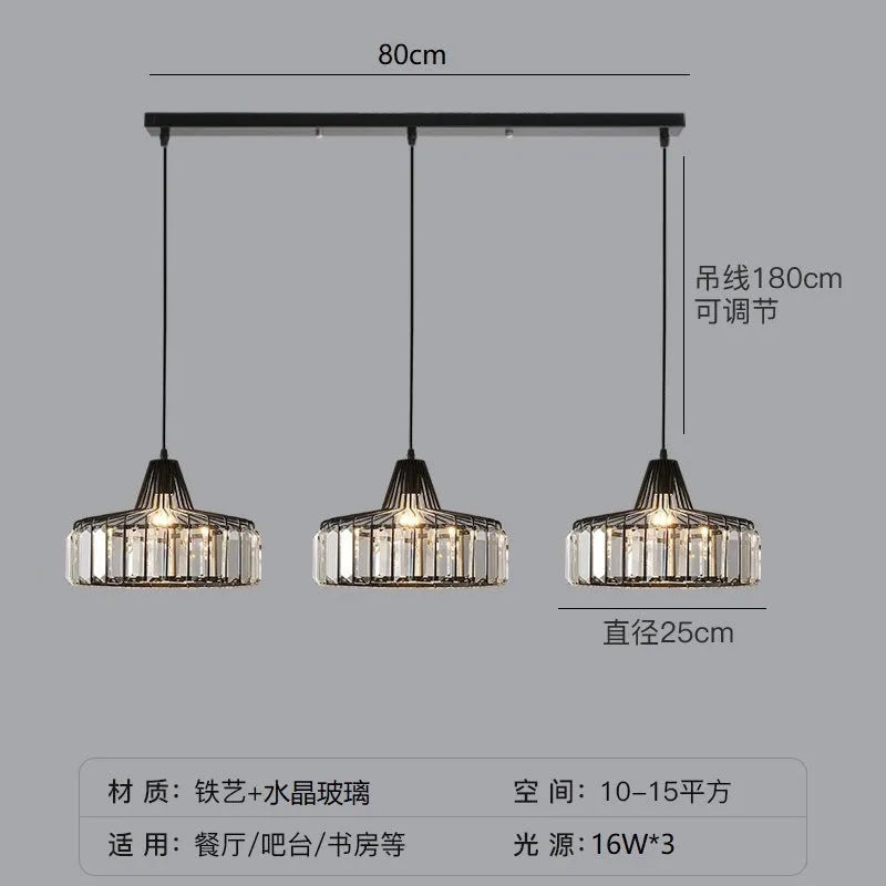 Modern crystal bedside lamp with light luxury chandelier design in black finish