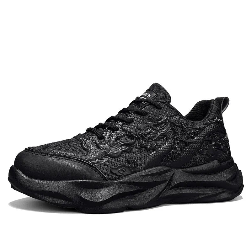 Dragon-themed casual sneakers with microfibre upper and rubber sole in Chinese Dragon design