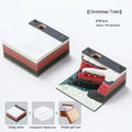 3D paper carving sticky notes depicting Qingshui Temple with a Christmas train design on the cover.