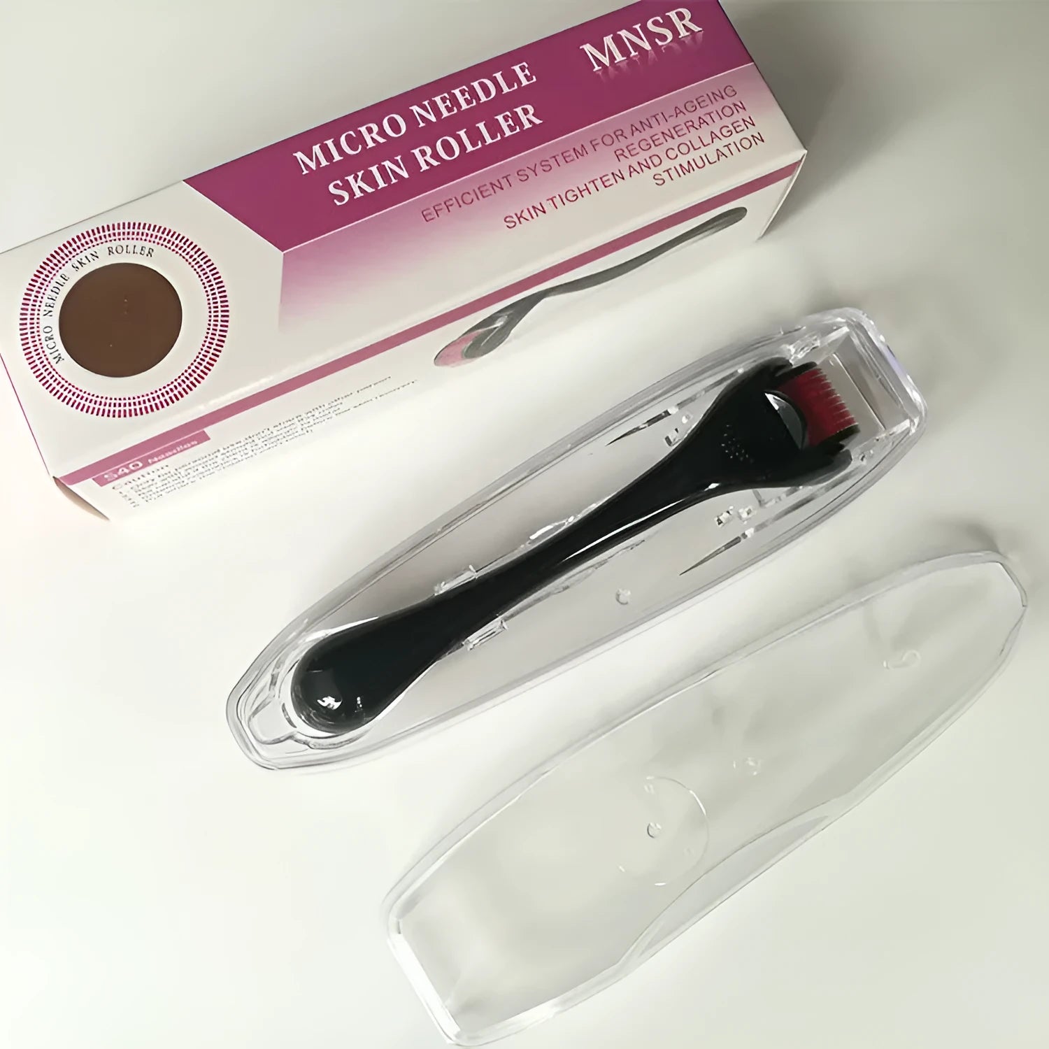 Black 540 roller microneedle with 304 stainless steel needles and PC handle for skin and beard use