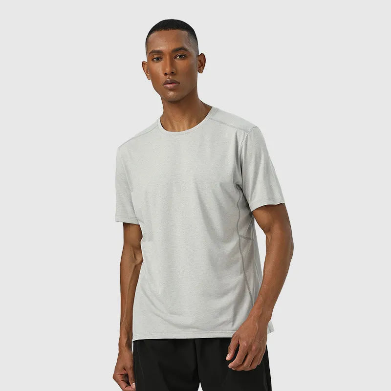 Men's short sleeve sports T-shirt in polyester with reflective trim on sleeve