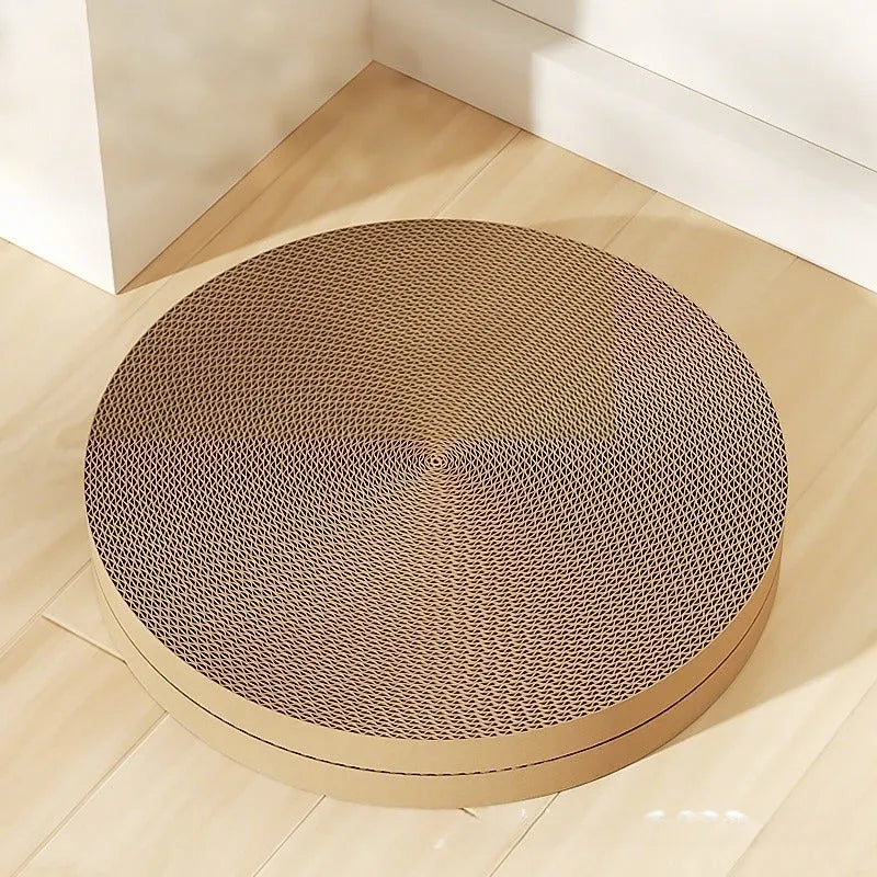 Round green and white cat scratching board with 55cm diameter and replaceable corrugated paper surface