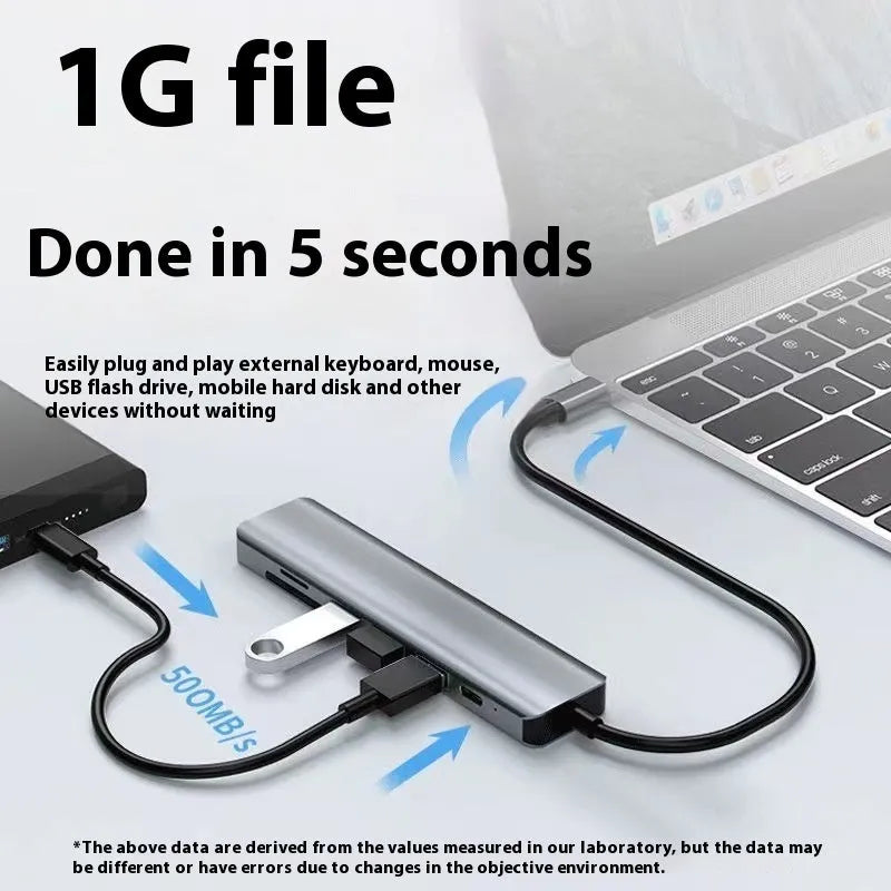 USB Type-C 7-in-1 expansion dock with HDMI port and 15cm cable for laptop connectivity