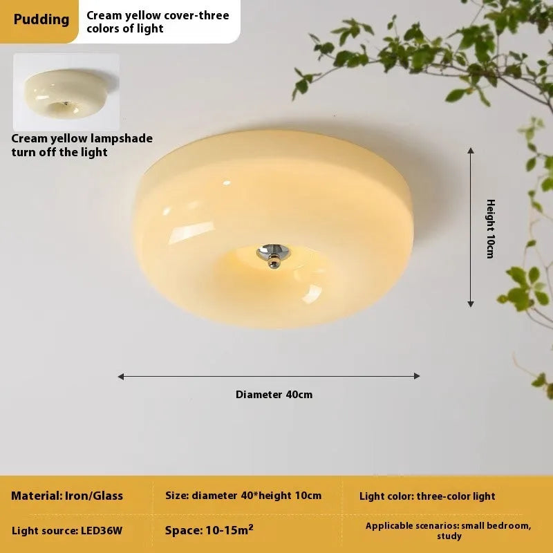 Cream coloured American style bedroom ceiling lamp with three light colour settings
