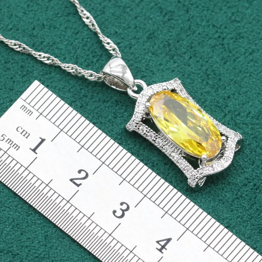 Anti-allergy zircon jewellery set showing matching necklace, earrings, ring and bracelet with snake chain detail