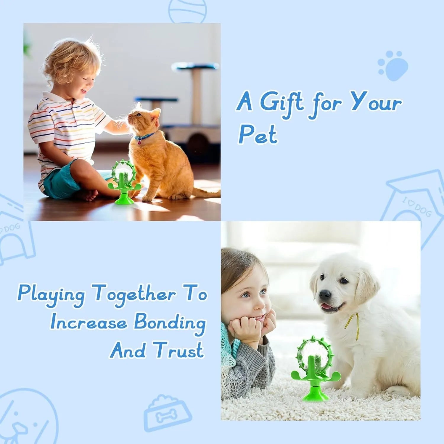 Interactive pet puzzle feeder toy with spinner and suction cup base in assorted colours