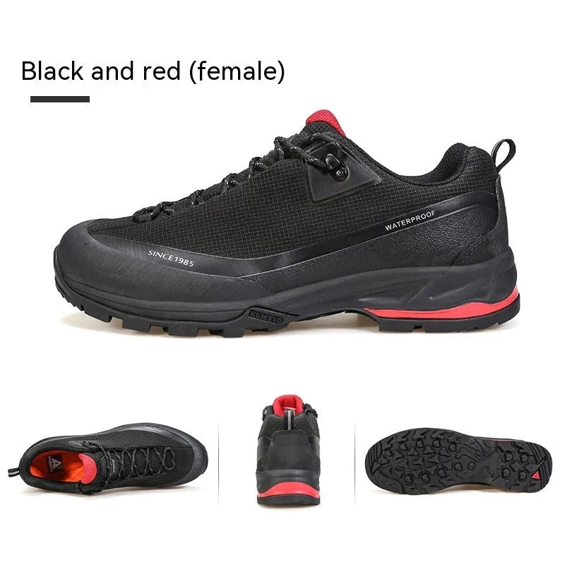 Men's low-top mountain climbing shoes with leather mesh uppers and non-slip rubber outsoles