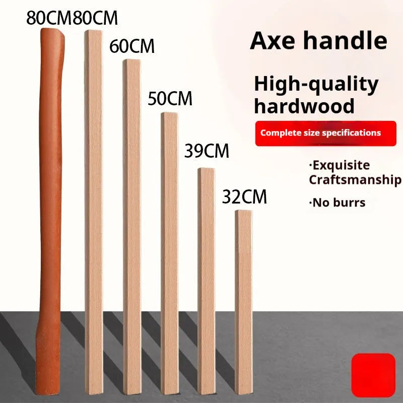 Locust wood square axe handle for replacement, shown in various lengths for wood chopping tools.