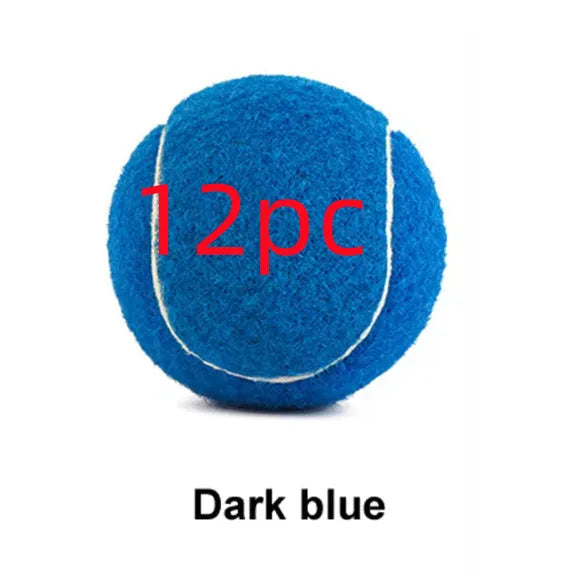 Bright coloured, bite-resistant rubber tennis ball for dogs, 6.3 cm in diameter.