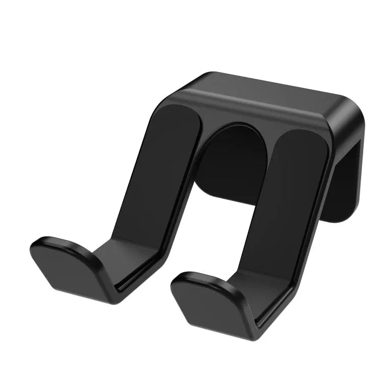 Black ABS plastic universal wall-mounted hanging rack holding a game controller and a gaming headset.