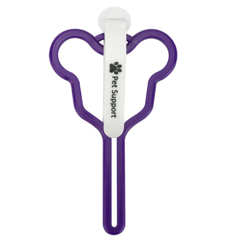 Dog poop bag holder with hands-free clip and adjustable Velcro strap in random colour selection