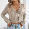 Women's casual coat with hollow-out lace-up design in viscose fibre fabric