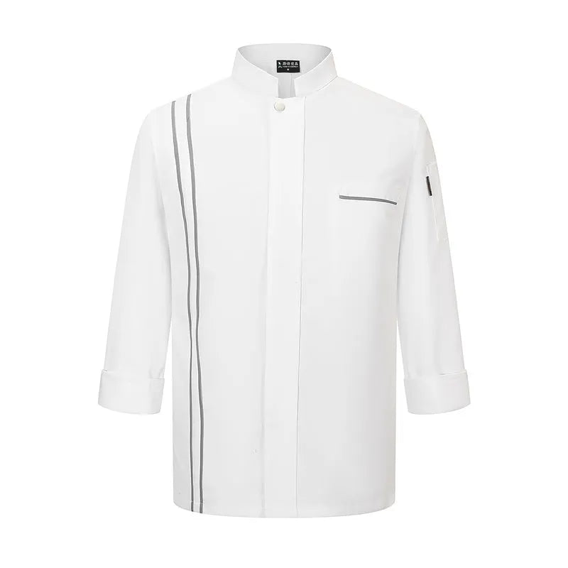 Cotton blend chef work top in solid colour for men, long sleeve, size M to 4XL