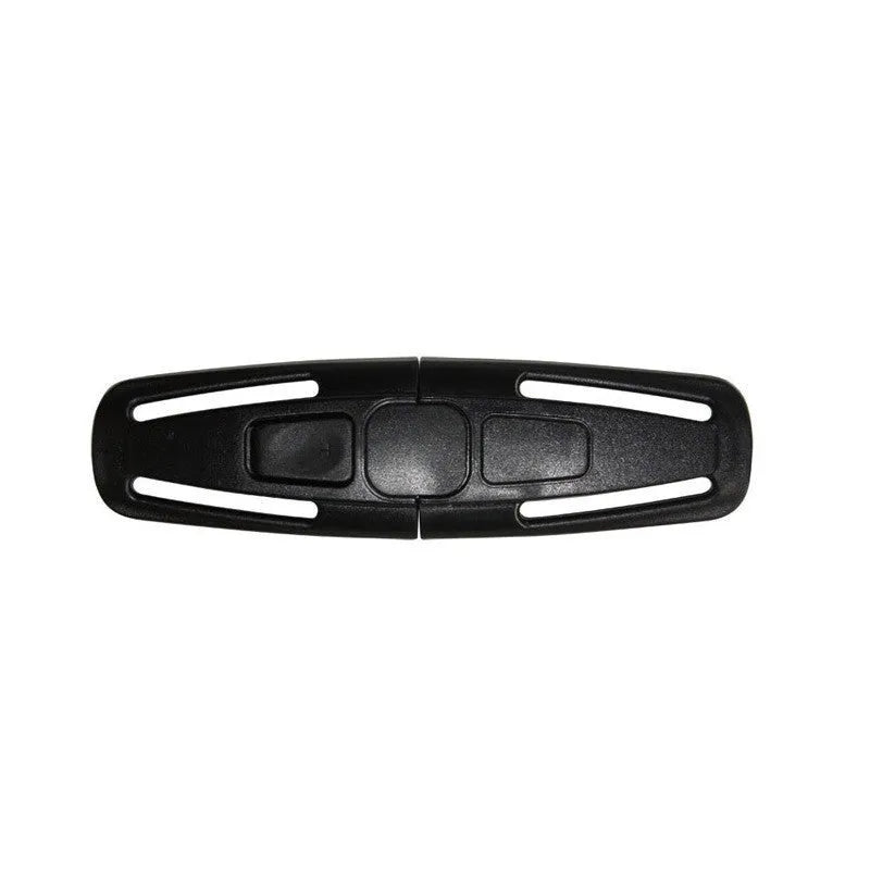 Black nylon PA66 buckle clip for child safety seat 5-point harness, size 14.5x4cm