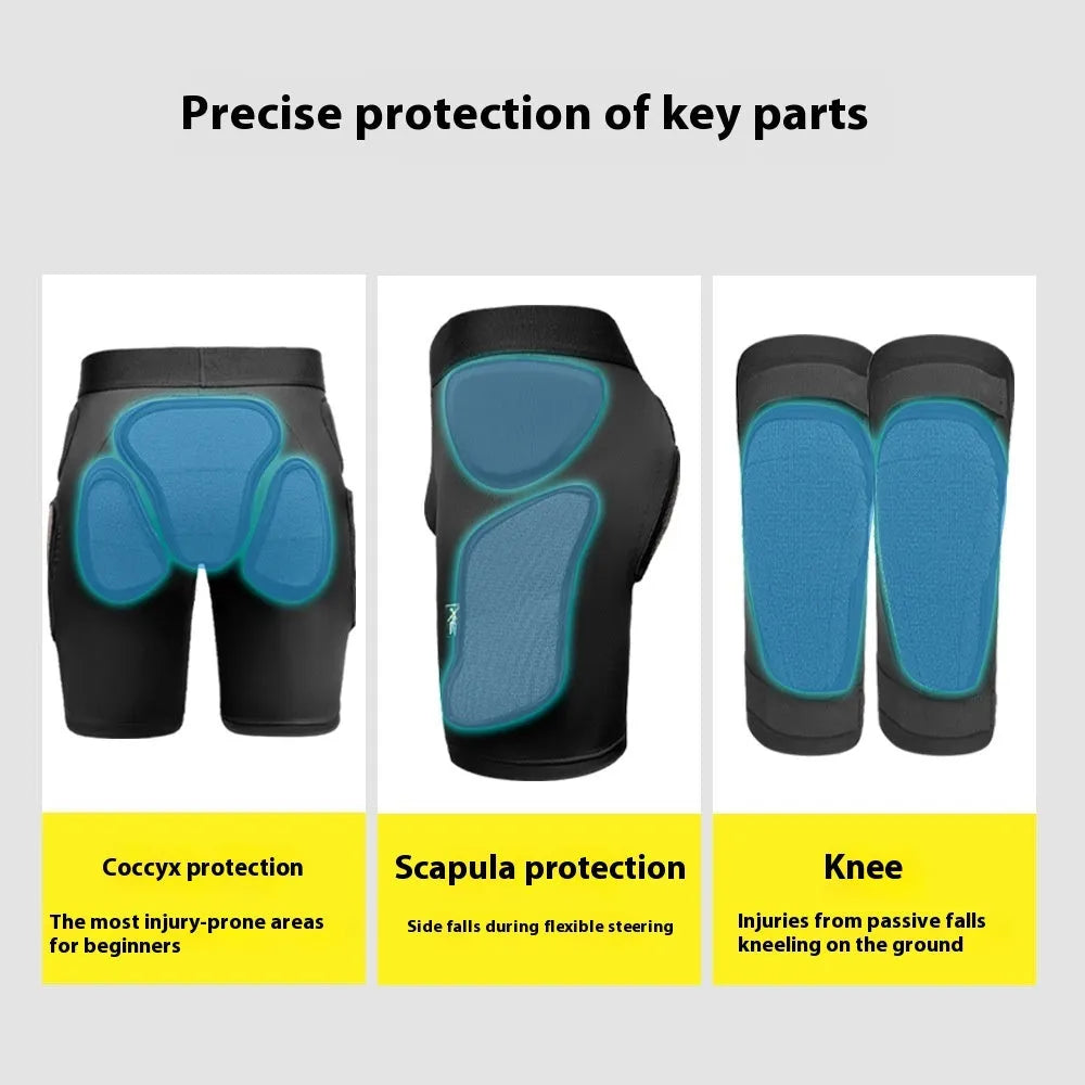 X-ray diffraction skiing hip pads and knee pads set for inner wear cushioning
