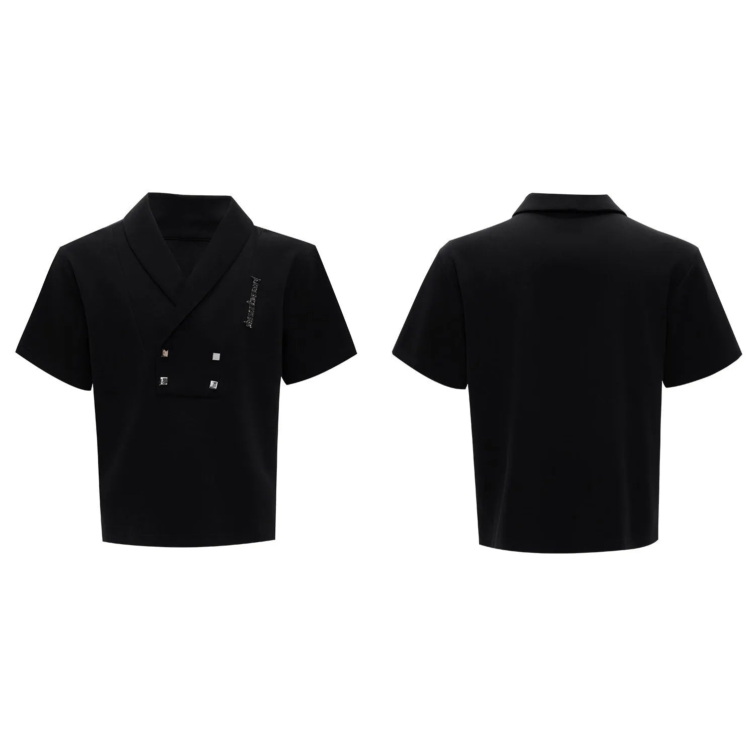 Men's dark grey metal embellished cotton sports suit with V-neck jacket and matching shorts