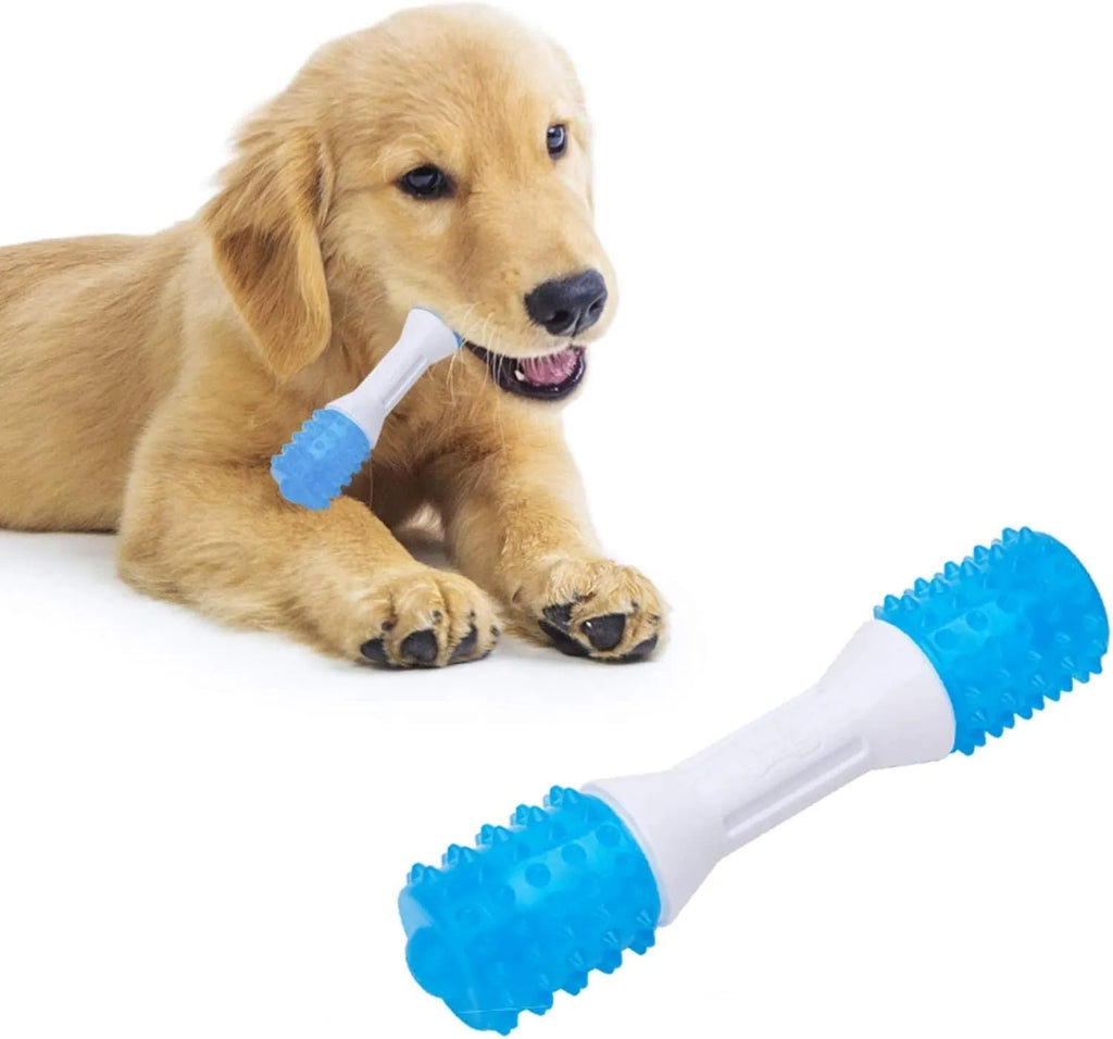Dual-colour puppy teething chew toy made of TPR rubber for dogs aged 2-8 months
